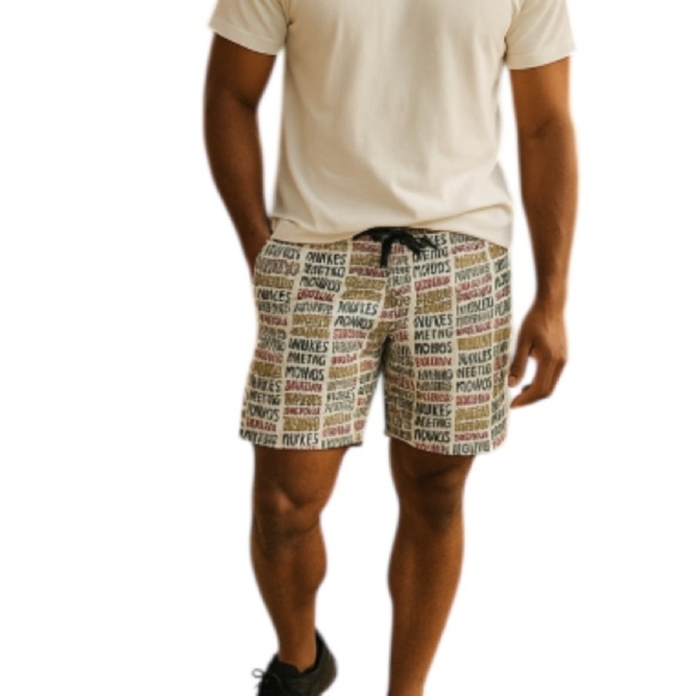 VOLCOM Hybrid Mens Green Graphic Print Board Shorts Cinch Fly Pocket Size 34